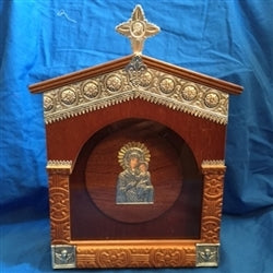 Wood Altar Crown Case - Gold Trim