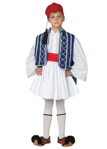Tsolias Boy Blue & White Vest Costume (Size 12 or Size 14)