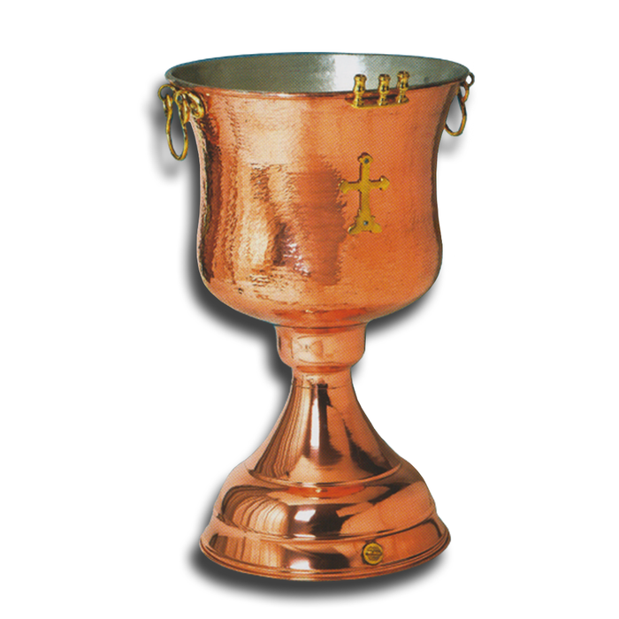 Orthodox Baptismal Font - Hammered Copper - Size 4 (with water drainage option)