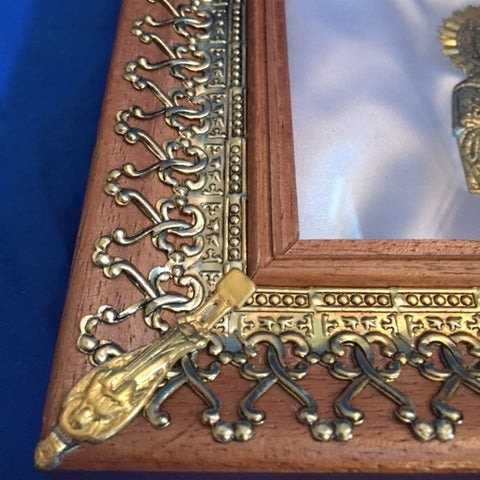 Wedding Crown Case - Square Wooden Crown Case - Brass / Gold Trim