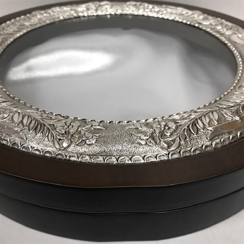 Sterling Silver Circle Case - Flowered Etching