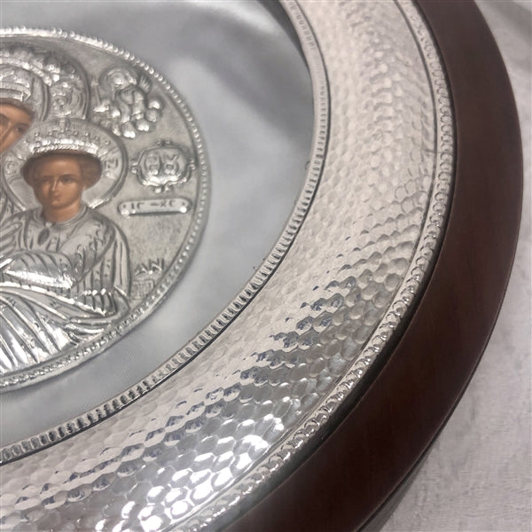 Sterling Silver Circle Case -  Hammered Frame Case with Icon