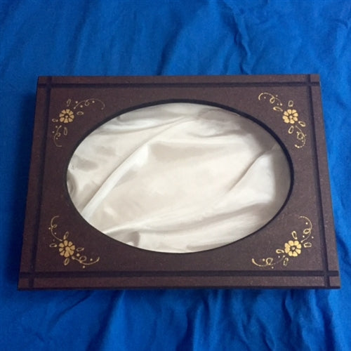 Wooden Crown Case with Golden Etching - Oval Window