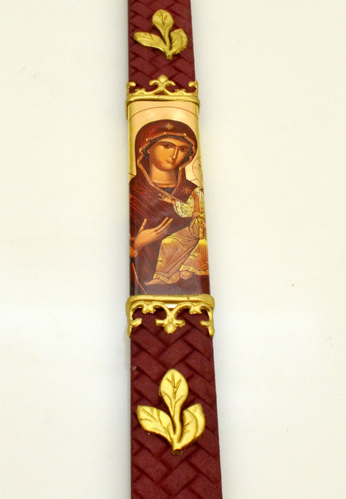 13" Easter Lambatha Candle - Burgundy Theotokos