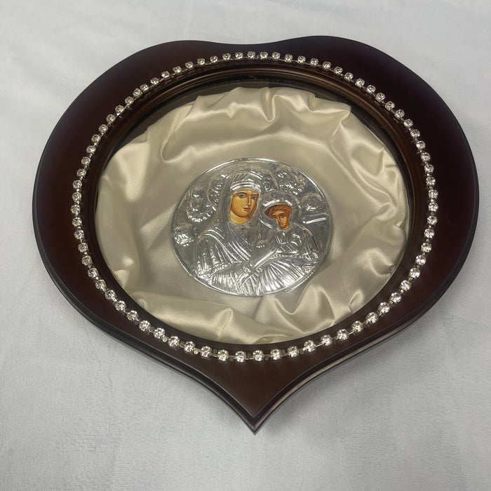 Stefanothiki with Crystal Framing Heart Case with Silver Icon
