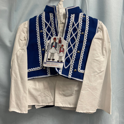 Tsolias Boy Blue & White Vest Costume (Sizes: 2 & 3)