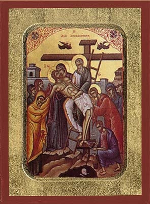 Christ's Descent from the Cross Greek Orthodox Icon