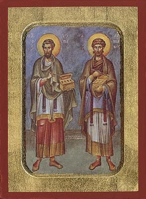 Saint Cosmas & Damian - Holy Unmercenaries Greek Orthodox Icon