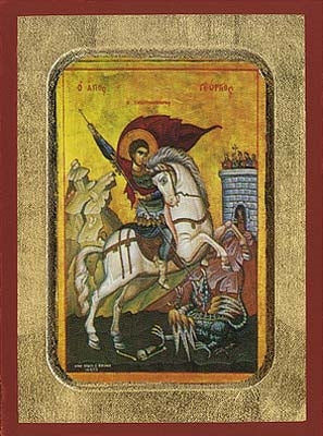 Saint George on Horseback Greek Orthodox Icon