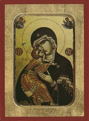 Glykophilousa with Angels Greek Orthodox Icon