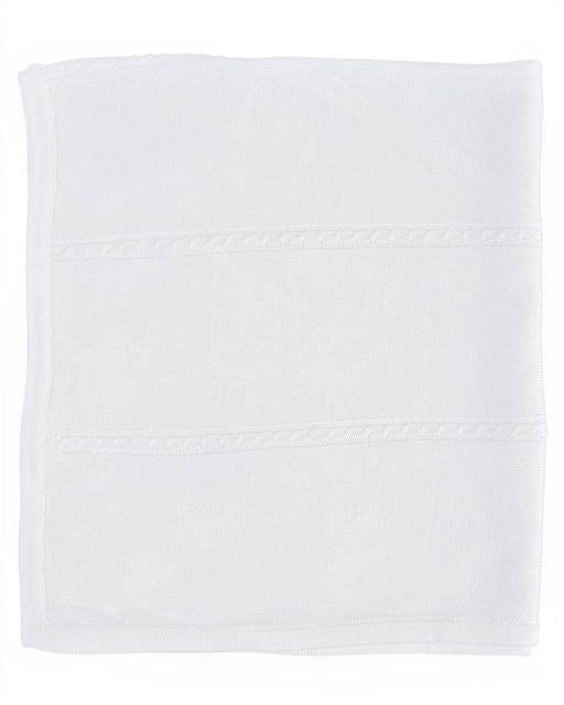 Fancy White Christening Blanket with Cable Knit Pattern