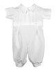 Boys White Short Sleeve Collared Romper Coverall with Pin-Tucking Outfit