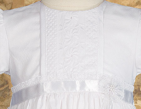 Girls 23″ Cotton Christening Gown with Floral Lace Detailing