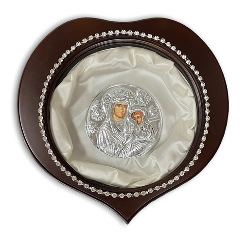Stefanothiki with Crystal Framing Heart Case with Silver Icon