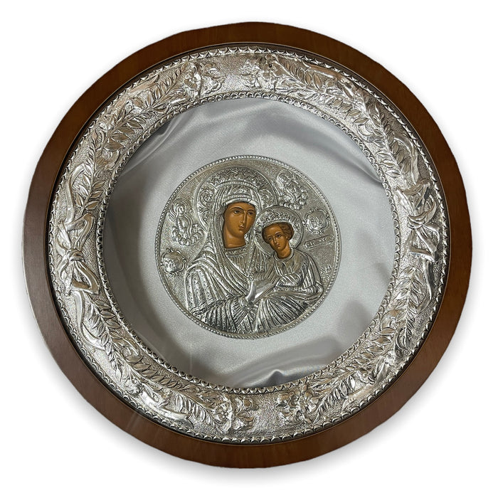 Sterling Silver Circle Case -  Flowered Frame Case with Icon