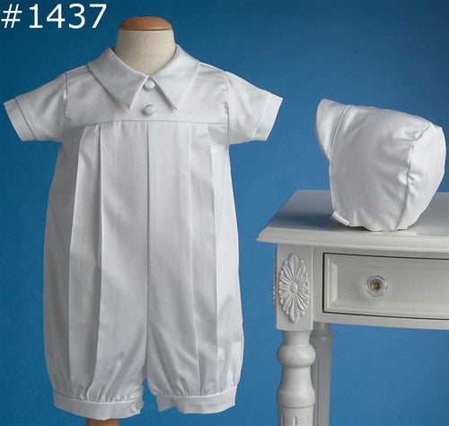 Cotton Pleated Romper with Classic Pointed Collar (0-24 Months)