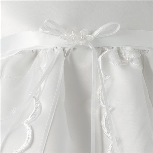 Organza Embroidered Sequined Split Front Christening Gown