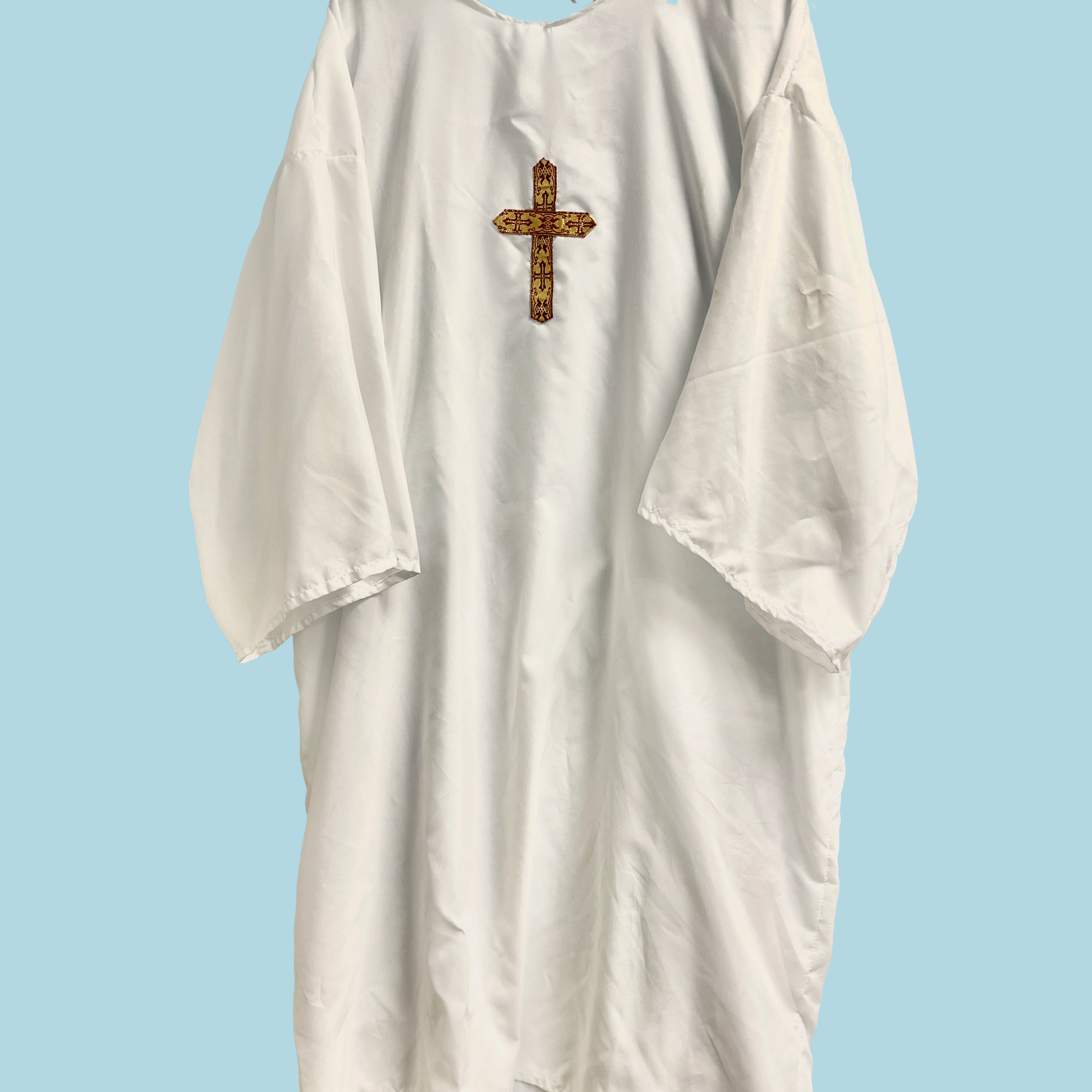Cross Pic Robe Adult Baptism Robe with Ornate Cross – White, One Size — Blessed ...