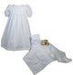 Girls Preemie Dress Christening Gown Baptism Set with Lace Hem