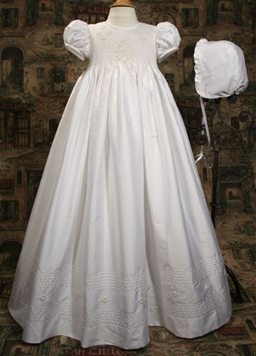 Silk Dupioni Gown with Smocked Bodice