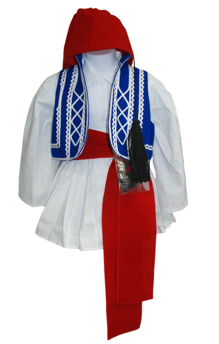 Tsolias Boy Blue & White Vest Costume (Sizes 4 or 6)