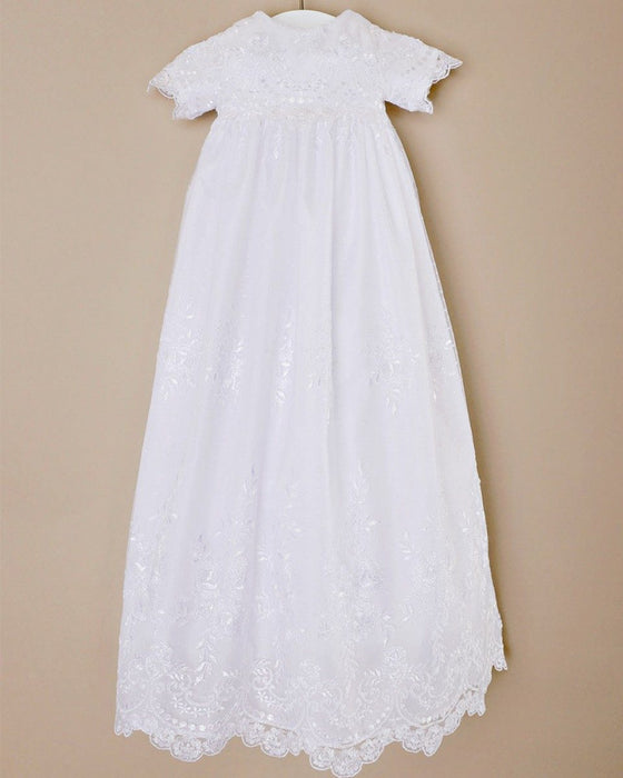 Buy Long Ivory Christening Gown for Baby Girls Lace Baptism Dress with  Bonnet 18M at Amazon.in