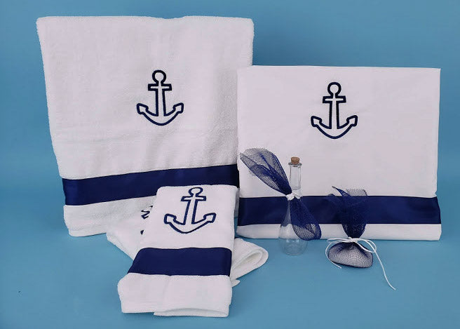 6 Piece Nautical Anchor Ladopana Oil & Towel Set